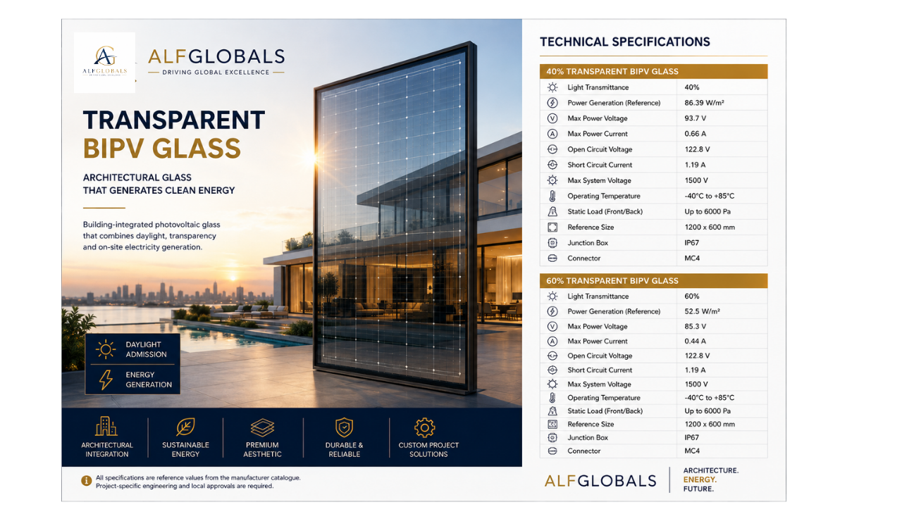 ALFGLOBALS 60 Percent Transparent BIPV Glass